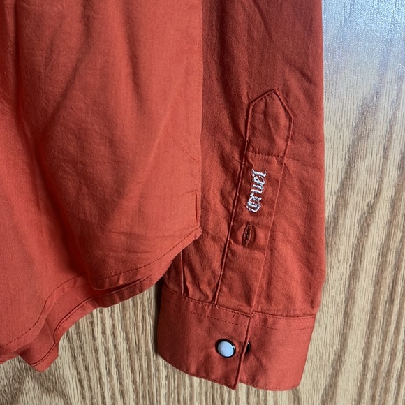 Burnt Orange Cruel Denim Pearl Snap Western Shirt - Picture 2 of 7